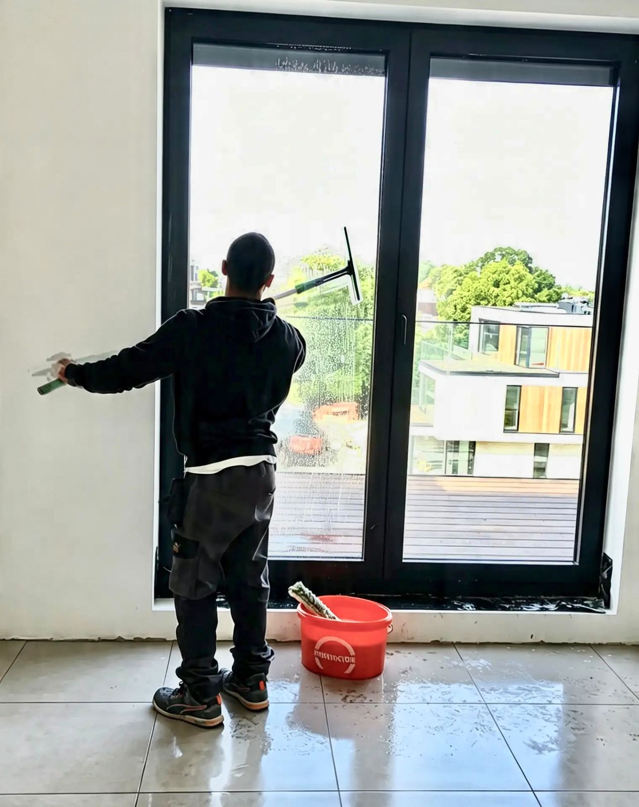 Étage team at work · Pharmacy, front window before opening